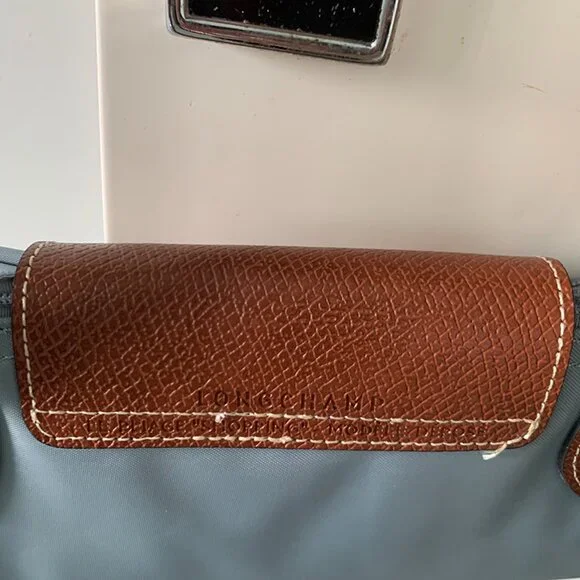 Longchamp Grey Blue Long Handle Folding Bag - Picture 4 of 7